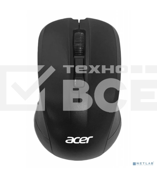 Мышь беспроводная Acer OMR010 черный, 1200 dpi, радиоканал, USB, кнопки - 3