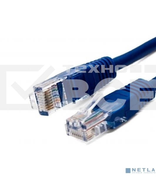 Кабель патч-корд, Filum FL-U5-3M-BL U/UTP 5e cat. 3м, 26AWG(7x0.16 мм), омедненный алюминий (CCA), PVC, синий