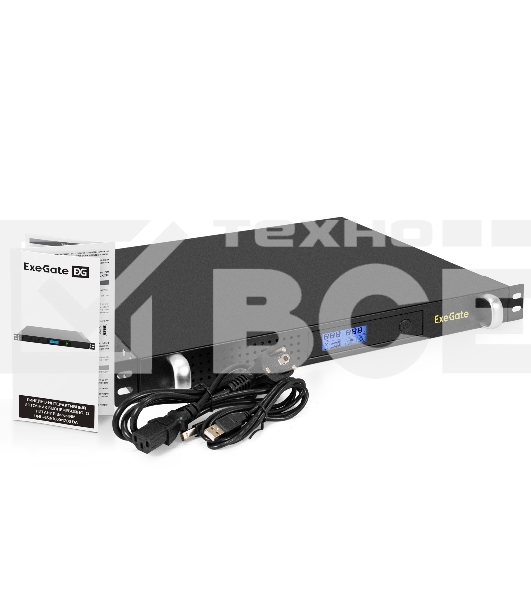 Источник бесперебойного питания ExeGate 1U ServerRM UNL-1000.LCD.AVR.6C13.RJ.USB.1U 1000VA/600W, LCD, AVR, 6*C13, RJ, USB, 1U, установка в стойку, черный