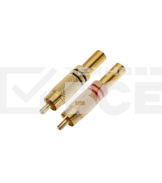 Разъем штекер Proconnect RCA металл пайка ZN черный/красный GOLD