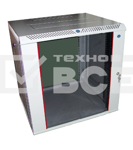 Шкаф настенный ЦМО ШРН-М-12.500 12U 600x520мм пер.дв.стекл съемные бок.пан. 50кг серый