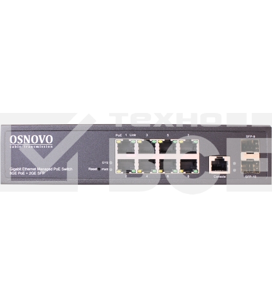 Коммутатор Osnovo SW-80802/L(150W) 8G 2SFP 8PoE+ 150W управляемый