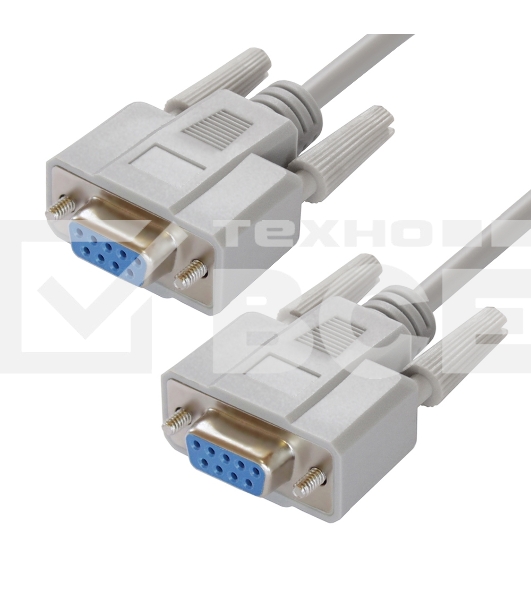 Кабель Greenconnect 1.5m 0-модемный COM линковочный, DB9/DB9 9F/9F, серый, 30 AWG, GCR-51477