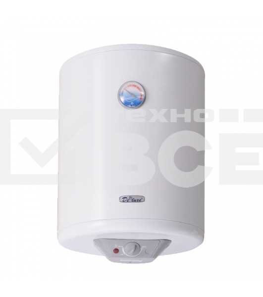 Водонагреватель De Luxe W50V1 Объём 50л, мощность 1.5квт, нагрев 2.ч, вес 20кг, ШхВхГ 30x556x430 мм