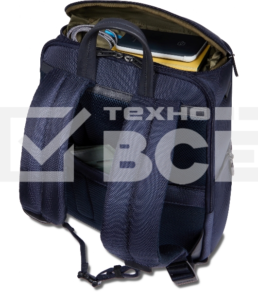 Рюкзак Piquadro Brief2 CA6648BR2/BLU темно-синий нейлон/натур.кожа