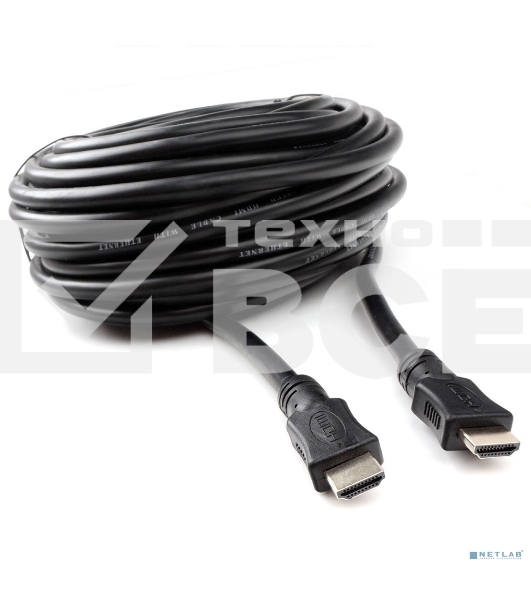 Кабель HDMI Cablexpert CC-HDMI4L-15M, 15м, v2.0, 19M/19M, серия Light, черный, позол.разъемы, экран, пакет