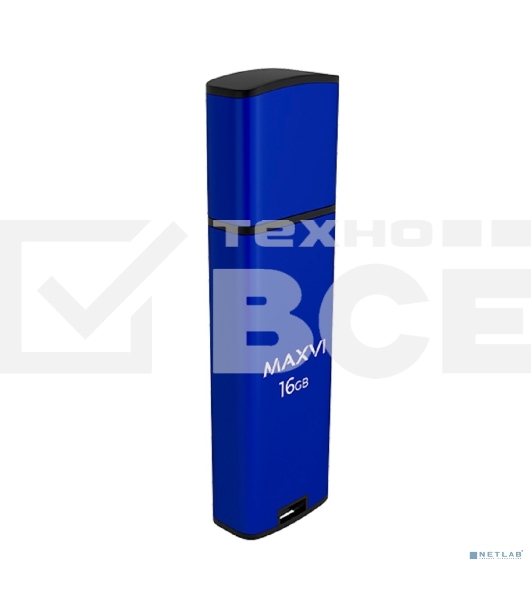 Флешка USB Maxvi MP2 blue (FD16GbUSB20C10MP2), 16Gb, USB 2.0, R/W 15/5, синий/черный