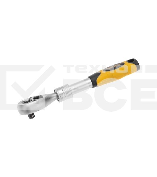 Ключ телескопический трещоточный Kranz 1/4, 162-210мм, CrV, двухкомпонентная рукоятка