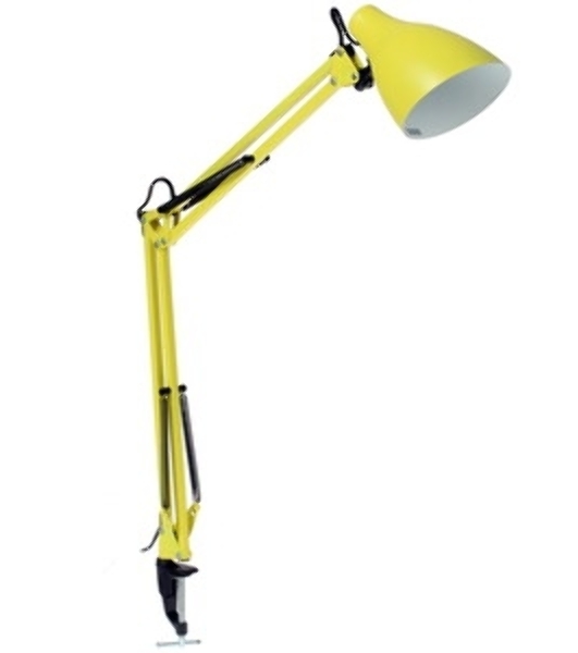 Светильник настольный Camelion KD-335 C07 желтый с метал. струбциной, 230V, 40W, E27