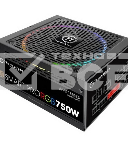 Блок питания Thermaltake Smart Pro RGB (PS-SPR-0750FPCBEU-R), 750Вт, 80 PLUS Bronze, 140мм, модульный, черный