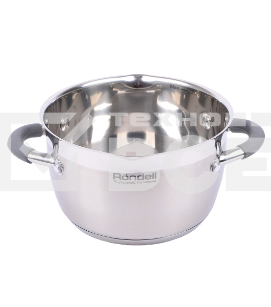 Кастрюля Rondell RDS-023 с\кр 18 см, (2,3л) Flamme (нерж.сталь 18/10,ручки из нерж.стали со вставкой силикон)