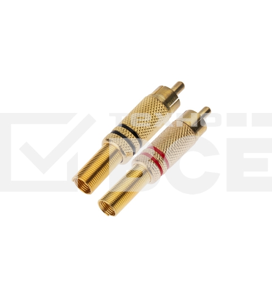 Разъем штекер Proconnect RCA металл пайка ZN черный/красный GOLD