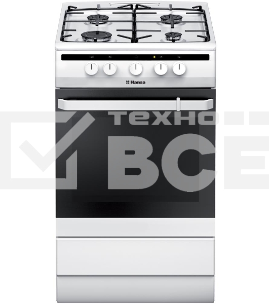 Плита газовая Hansa FCGW51001 белый, конфорок 4 шт, духовка 56 л, 50 см x 85 см x 60 см