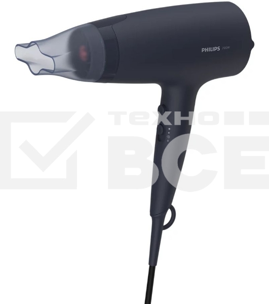 Фен Philips Фен Philips/ 2100 Вт, 6 режимов, ионизация, ThermoProtect, концентратор, диффузор, шнур 1,8 м. Цвет: синий.