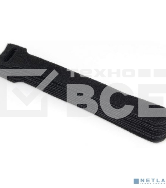 Хомуты-липучки на основе ленты Velcro VT-145x11BK 145 x 11 мм, черные (12 шт.)