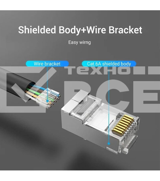 Коннектор Vention IDFR0-50 RJ45 (8p8c), FTP, cat. 6A, под витую пару, экранированный (50шт.)