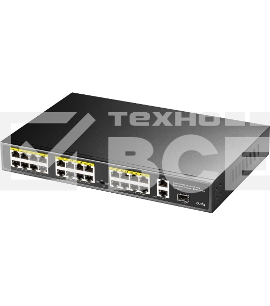 Коммутатор Cudy FS1026PS1, (L2) 24x100Мбит/с 2x1Гбит/с, 1SFP, 24PoE, 24PoE+ 300W, неуправляемый