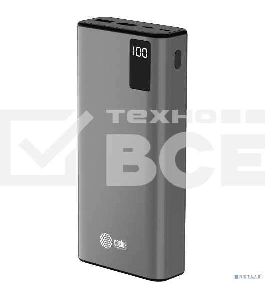 Портативный аккумулятор Cactus CS-PBFSFA-20000 20000mAh 4.5A 2xUSB-A/USB-C серый