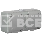 Розетка Iek ERA22-K03-16-54 РСш22-2-А Розетка 2-ая с з/к откр. уст. 16А IP54 AQUATIC, фото 1