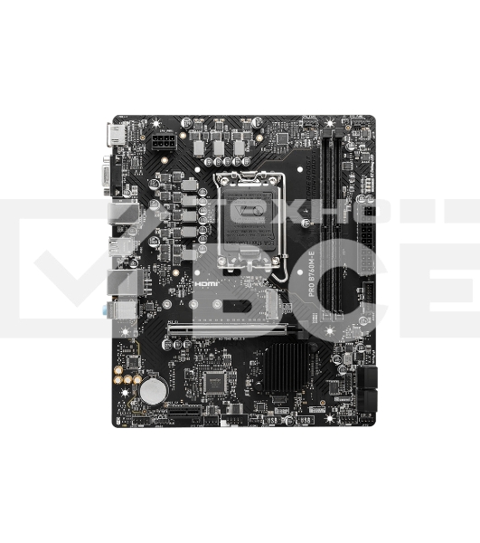 Материнская плата MSI PRO B760M-E, LGA 1700, Intel B760, 2xDDR5, 4xSATA, 1xM.2, 1xPCIe 4.0 x16, 1xPCIe 4.0 x1, 1xHDMI, 1xVGA, 1x1Gb LAN, 2xUSB-A 3.2 Gen 1, 4xUSB-A 2.0, 3x3.5 мм, 7.1, mATX