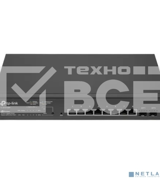 Коммутатор TP-Link JetStream 10-Port Gigabit Smart Switch with 8-Port PoE+, 8× Gigabit PoE+ Ports, 2× Gigabit SFP Slots, 802.3at/af, 150 W PoE Power, 1U 13-inch Rack-mountable Steel CaseIntegration with Omada SDN Controller, 802.1Q VLAN, STP/RSTP/MSTP, IG