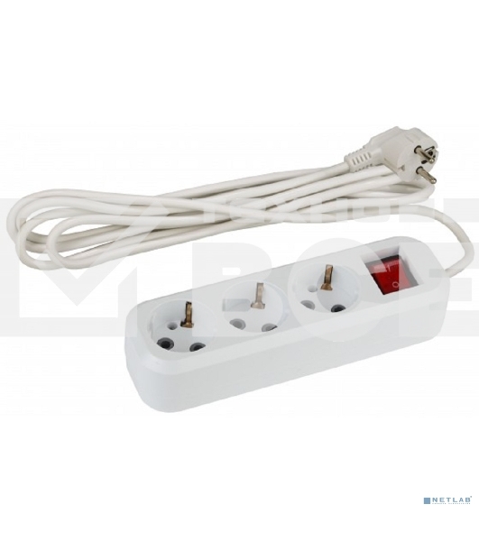 Удлинитель UX-3es-5m c заземлением, 3x0,75мм2, c выкл. 3гн, 5м | Б0035755 | ЭРА