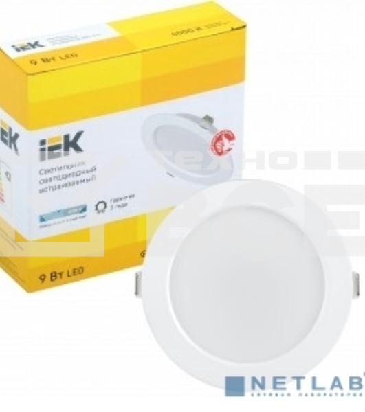 Светильник светодиодный Iek LDVO0-1612-09-4000-K01 ДВО 1612 белый круг 9Вт 4000К IP20 пластик. корпус, диам 118 мм