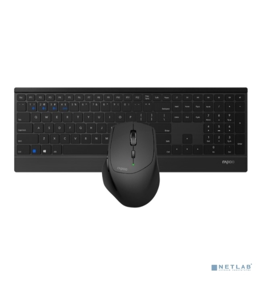 Клавиатура + мышь Rapoo 9500M клав:черный мышь:черный USB беспроводная Bluetooth/Радио slim 18892