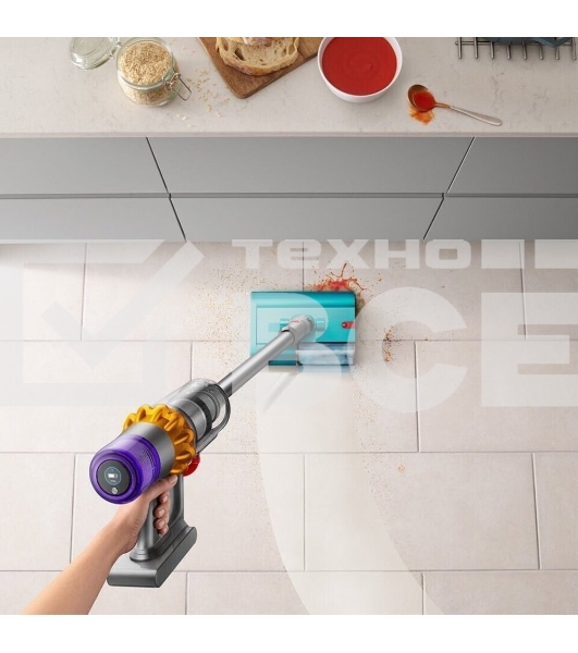 Пылесос вертикальный Dyson V15s Detect Submarine (448798-01) серый, питание от аккумулятора, 240 Вт, уборка влажная/сухая, пылесборник 0,76 л, работа от АКБ max 60 мин.