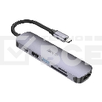 USB-концентратор Type-C Hoco HB28 6в1: USB3.0, PD100W, SD/TF, USB2.0, HDMI, кабель 13см, алюминий, фото5