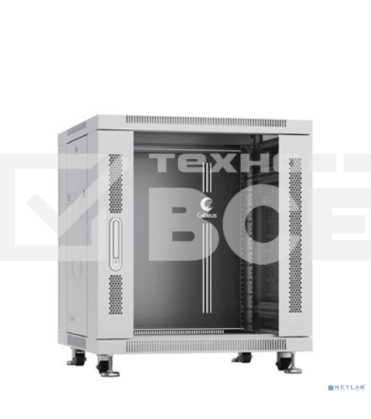 Шкаф телекоммуникационный напольный Cabeus, IP20, 12U, 730х600х600 мм (ВхШхГ), дверь: стекло, разборный, серый