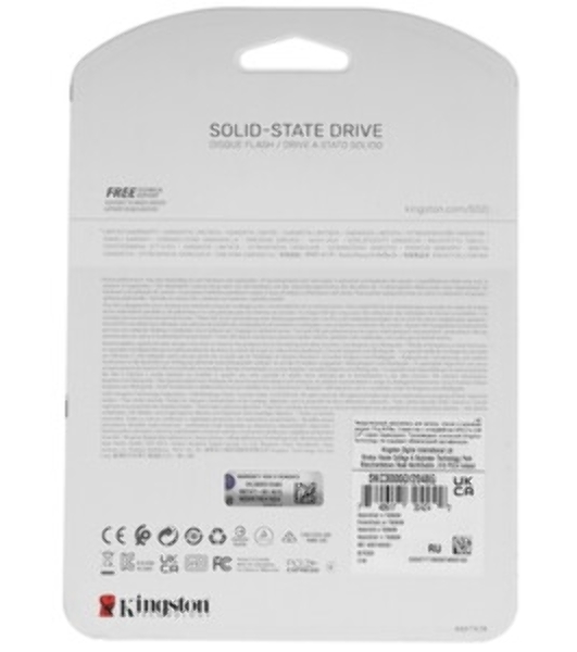 Накопитель SSD M.2 2280 2048Gb Kingston KC3000 Client SSD SKC3000S/2048G PCIe 4.0 NVMe, 7000/7000, IOPS 1000/1000K, MTbF 1.8M, 3D TLC, 1600TbW, 0.71DWPD, with Heat Spreader (5 лет), RTL