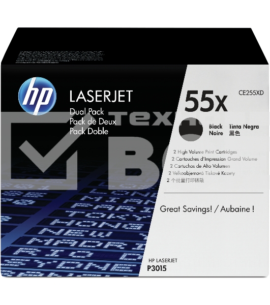 Картридж лазерный набор из 2 шт HP LaserJet CE255XD черный для LJ P3015(2 х 12500стр)