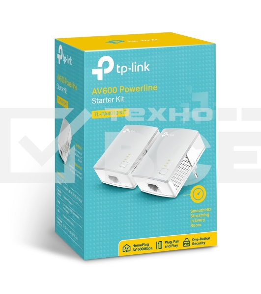 Сетевой адаптер TP-Link TL-PA4010KIT AV600 Nano Powerline Ethernet Adapter Starter Kit, Ultra Compact Size, 500Mbps Powerline Datarate,10/100Mbps Fast Ethernet, HomePlug AV, Green Powerline,Plug and Play, Twin Pa