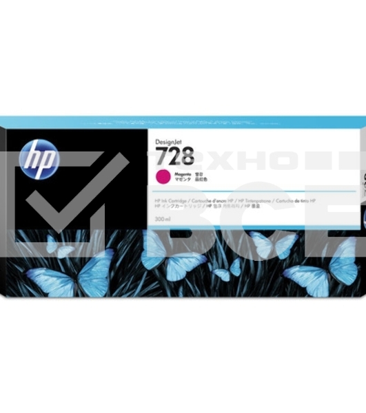 Картридж струйный HP F9K16A (HP 728) для DesignJet T730, T830. Пурпурный. 300 мл.