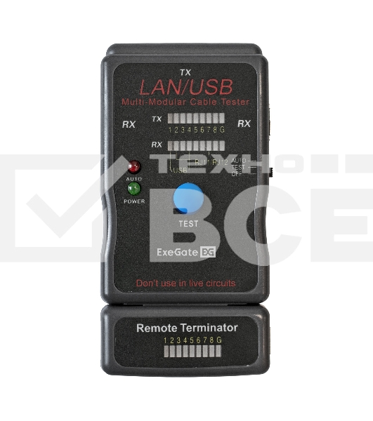 Тестер сетевой ExeGate EX293160RUS EX-T5448 для RJ-45/RJ-11/RJ-12/USB