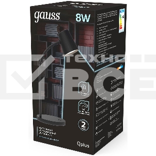 Светильник настольный Qplus модель GTL603 8W 600lm 4000K 170-265V черный диммируемый LED 1/8