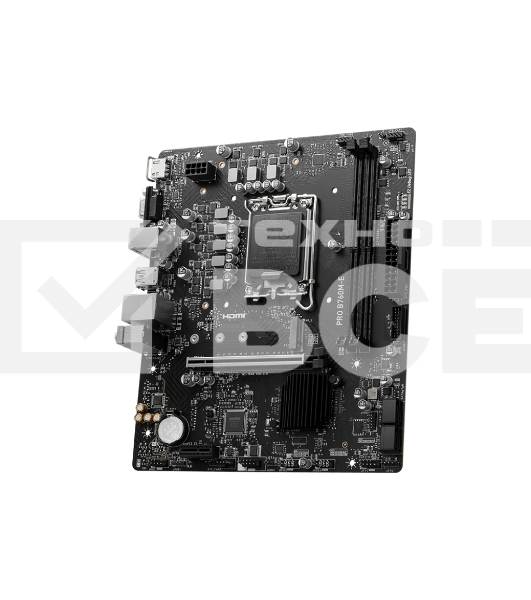 Материнская плата MSI PRO B760M-E, LGA 1700, Intel B760, 2xDDR5, 4xSATA, 1xM.2, 1xPCIe 4.0 x16, 1xPCIe 4.0 x1, 1xHDMI, 1xVGA, 1x1Gb LAN, 2xUSB-A 3.2 Gen 1, 4xUSB-A 2.0, 3x3.5 мм, 7.1, mATX