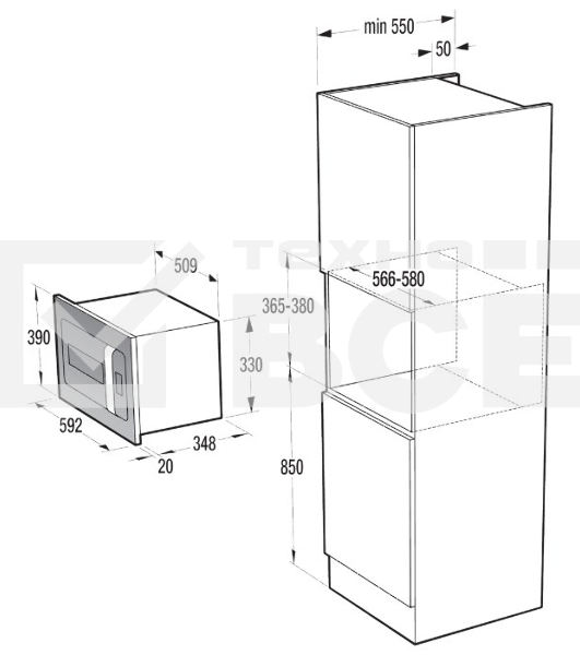 Микроволновая печь Gorenje BM235ORAW 23л. 900Вт белый/серебристый (встраиваемая)