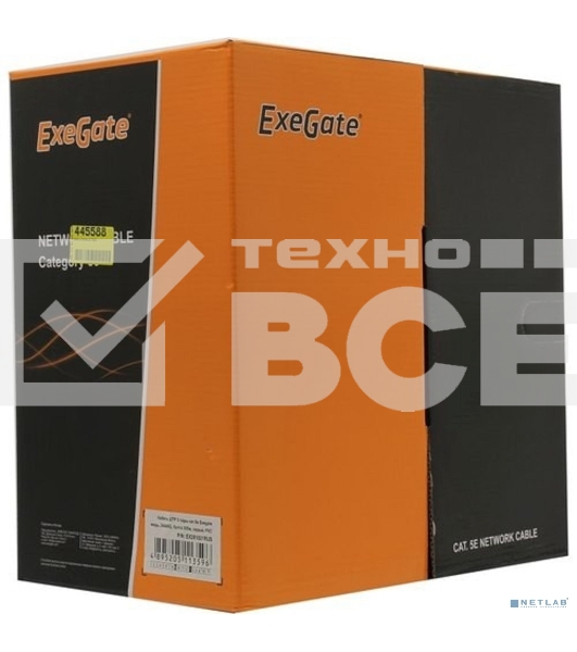 Кабель ExeGate UTP 2 пары кат.5e медь, 24AWG, бухта 305м, серый, PVC