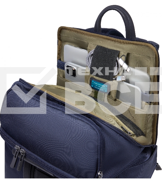 Рюкзак Piquadro Brief2 CA6648BR2/BLU темно-синий нейлон/натур.кожа