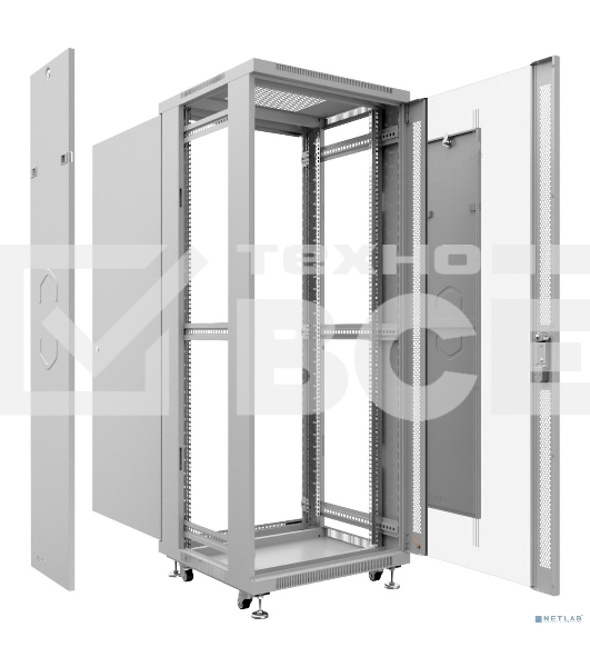 Шкаф телекоммуникационный напольный Cabeus, IP20, 12U, 730х600х600 мм (ВхШхГ), дверь: стекло, разборный, серый