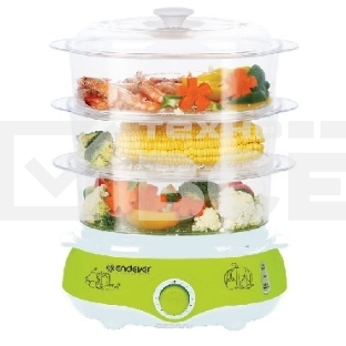 Пароварка электрическая Endever Vita-171, белый/зеленый, мощность 1000 Вт, объем 11 л