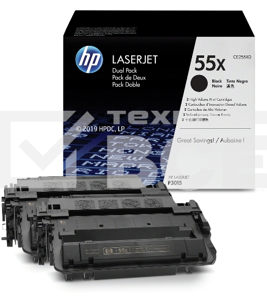 Картридж лазерный набор из 2 шт HP LaserJet CE255XD черный для LJ P3015(2 х 12500стр)