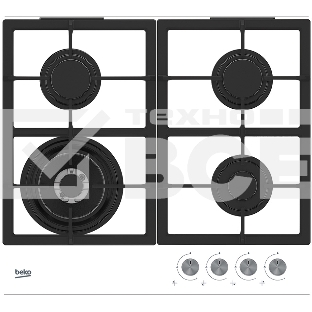 Встраиваемая газовая варочная поверхность Beko HILW64225SW, Белый