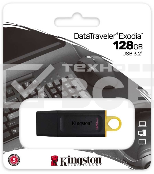 Флеш диск KINGSTON 128GB USB3.2 Gen1 DataTraveler Exodia (Black + Yellow)