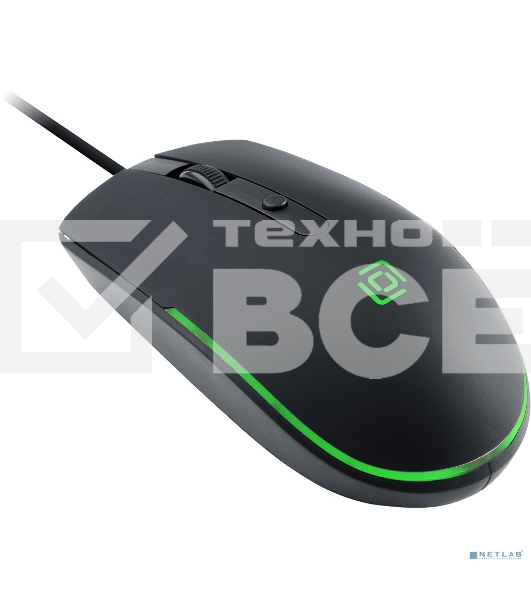 Мышь проводная Oklick 100M черный, 1600 dpi, USB, кнопки - 4