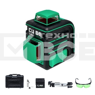 Лазерный уровень ADA CUBE 2-360 Green Ultimate Editionдо20м ±3/10мм/м ±4° 535нм зеленый луч IP54