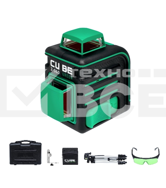 Лазерный уровень ADA CUBE 2-360 Green Ultimate Editionдо20м ±3/10мм/м ±4° 535нм зеленый луч IP54