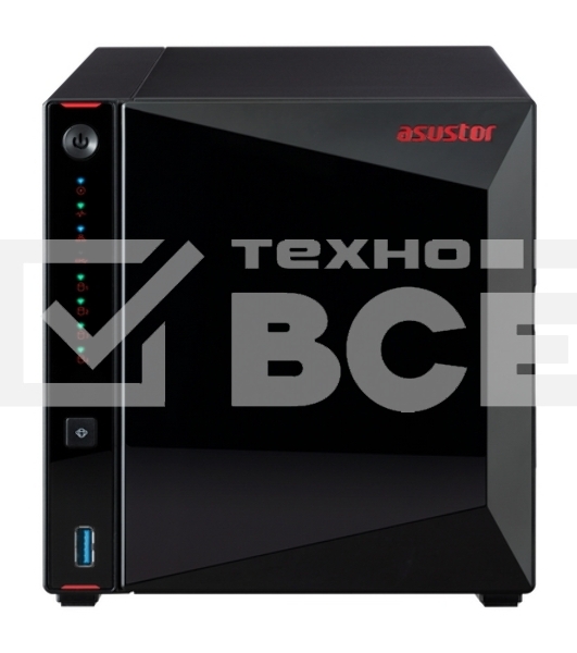 Сетевое хранилище ASUSTOR AS5304T 4-Bay NAS/Media player/Intel Celeron J4105 1.5GHz, up to 2.5 GHz(Quad-Core), 4GB SO-DIMM DDR4, noHDD(HDD,SSD),/2x2,5GbE(LAN)/3xUSB3.2,HDMI/4ip camera license ; 90IX0181-BW3S10